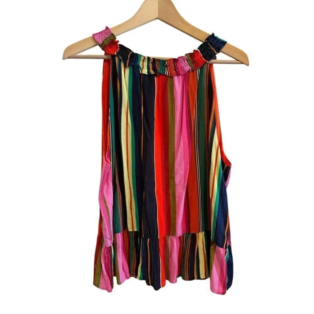 Farm Rio Anthropologie Striped Viscose Tank Size M
